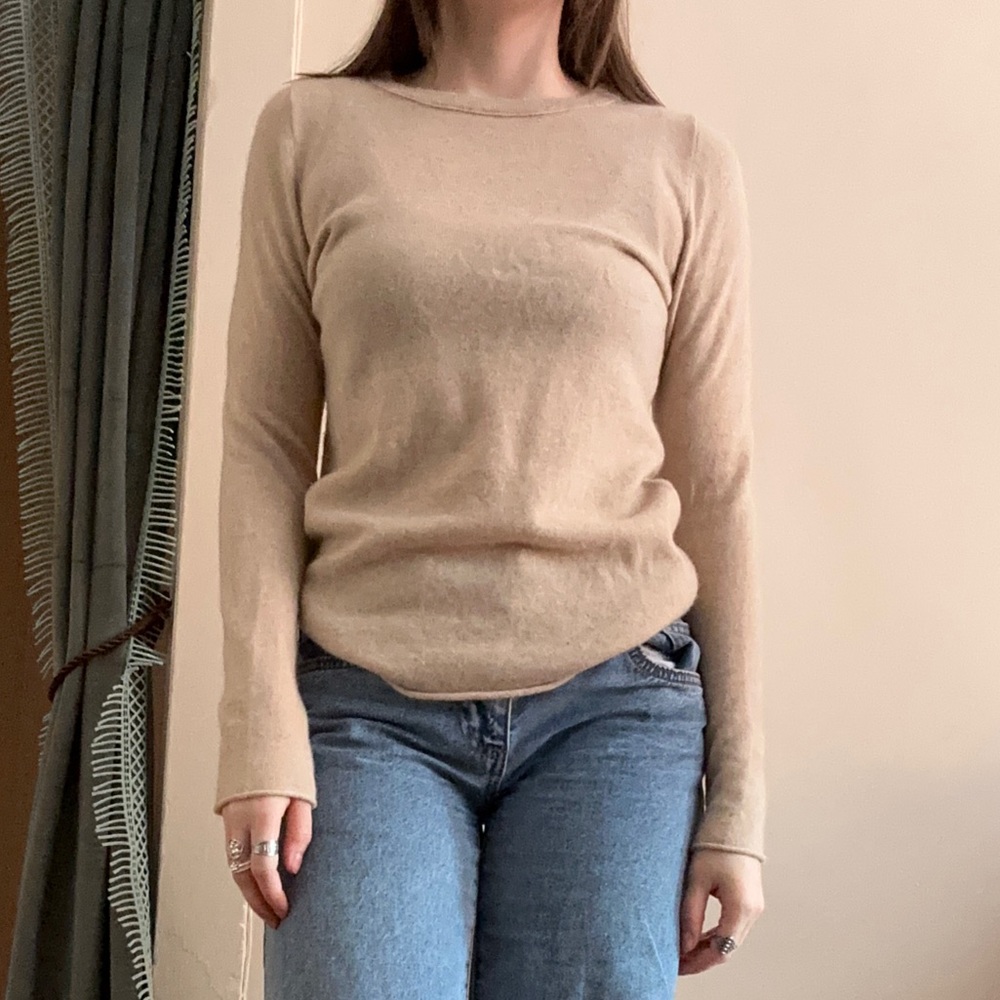 J. Crew 100% Cashmere Sweater Tan Size Small